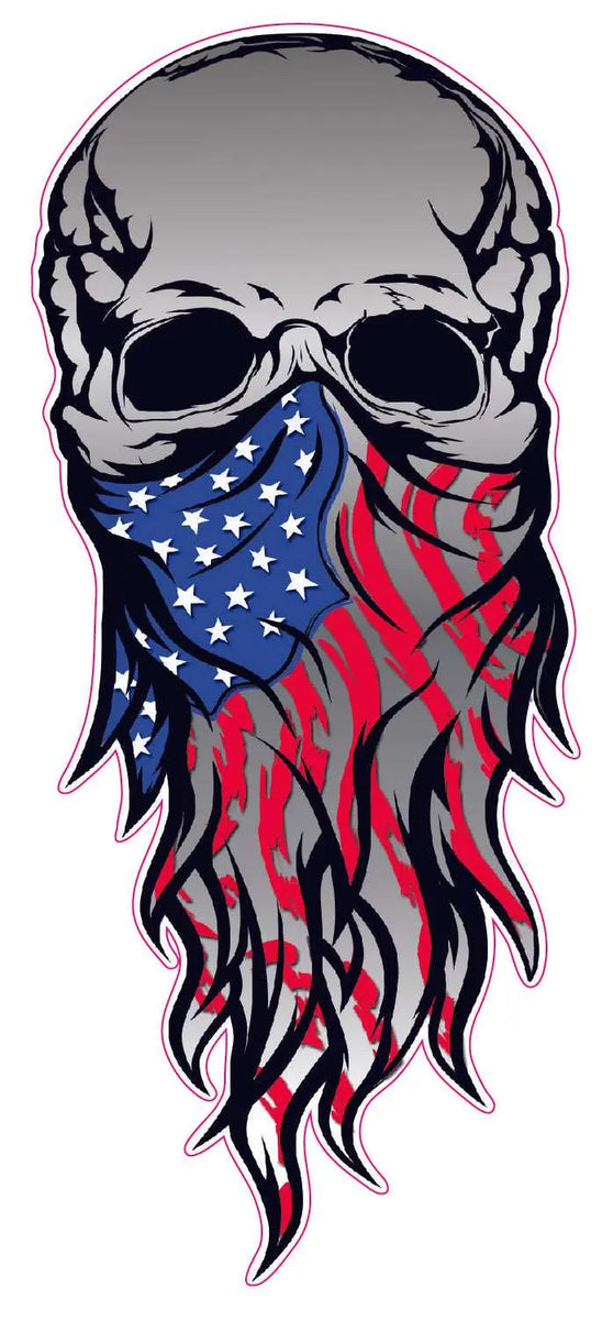 Skull American Flag Bandanna Decal | Nostalgia Decals Die Cut