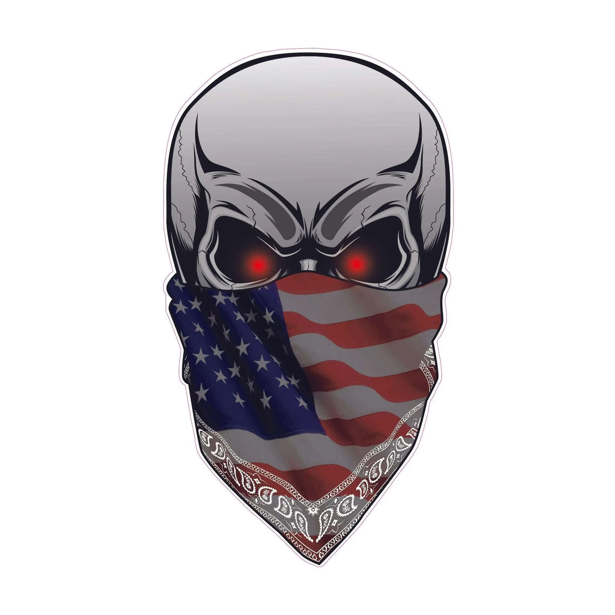 Skull with American Flag Bandanna Decal Nostalgia Decals Die Cut