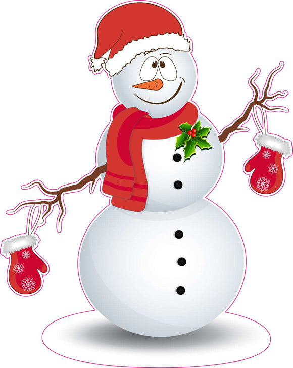 Christmas Snowman red hat and gloves wall decal