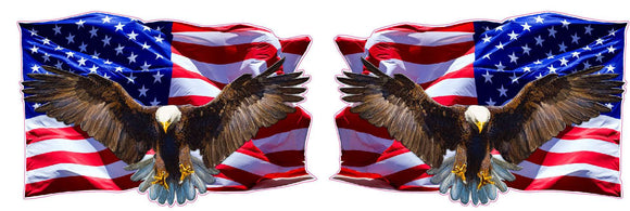 Soaring Bald Eagle American Flag right & left Decal