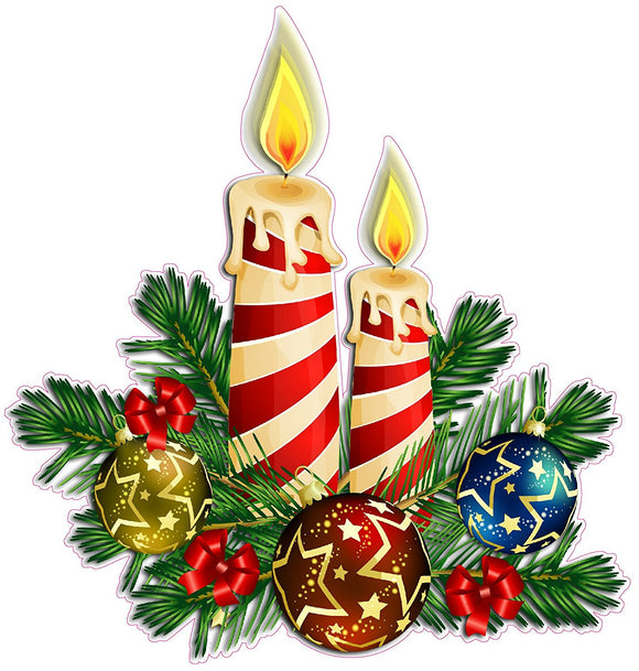 Christmas Candle Wall or Window Decor Decal - 12