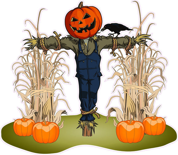 Halloween Corn Stalks and Scarecrow Pair Wall Decor Decal - 24