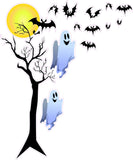 Halloween Haunted Tree with Ghost and Bats Wall Decor Decal - Wall Decor - 12" x 10" | Nostalgia Decals Online vinyl sticker wall decor, wall decoration vinyl decals, vinyl holiday wall stickers, vinyl window stickers for the holidays