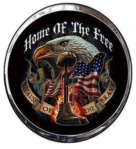 Home of the Free Because of the Brave Plaque Decal - 5" x 4" | Nostalgia Decals Online military window stickers for cars and trucks, army vinyl decals for cars, marine corps vinyl stickers, die cut vinyl navy decals