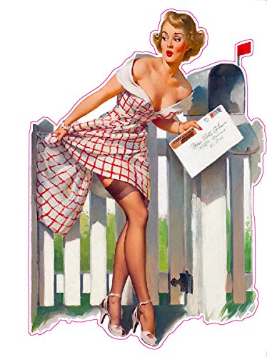Red Head Picket Fence Pin Up Girl Decal - | Nostalgia Decals Online pinup girl decals, vinyl pin up girl stickers, pin up girl graphics for cars