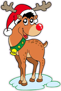 Rudolph the Red Nose Reindeer Window and Wall Decor Decal Version 2 - 12"x8" | Nostalgia Decals Online vinyl sticker wall decor, wall decoration vinyl decals, vinyl holiday wall stickers, vinyl window stickers for the holidays