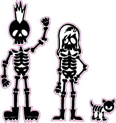 Skeleton Stick Family Mom Dad and Small Dog Decal - | Nostalgia Decals Online cute stick figure family stickers, car window stick family, stick figure family decals