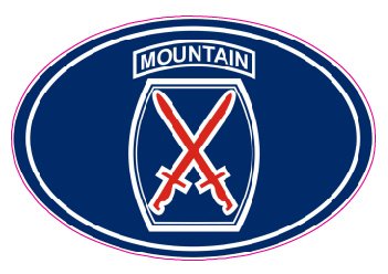 U.S. Army 10th Mountain Division Oval Decal - | Nostalgia Decals Online military window stickers for cars and trucks, army vinyl decals for cars, marine corps vinyl stickers, die cut vinyl navy decals