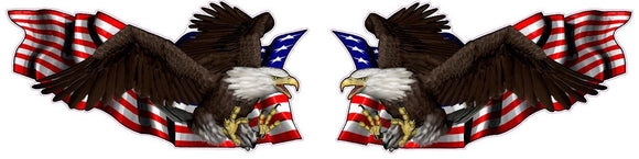 United States Flag with Soaring Eagle Left and Right Decal - 6