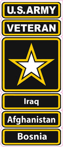 U.S. Army Veteran Iraq Afghanistan Bosnia Decal - 5" x 2.5" | Nostalgia Decals Online military window stickers for cars and trucks, army vinyl decals for cars, marine corps vinyl stickers, die cut vinyl navy decals
