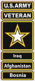 U.S. Army Veteran Iraq Afghanistan Bosnia Decal - 5" x 2.5" | Nostalgia Decals Online military window stickers for cars and trucks, army vinyl decals for cars, marine corps vinyl stickers, die cut vinyl navy decals