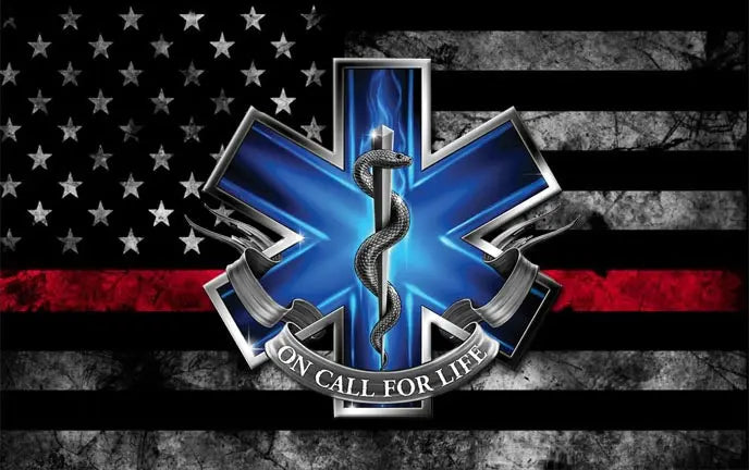 EMS American Flag Decal | Nostalgia Decals Die Cut Vinyl Stickers