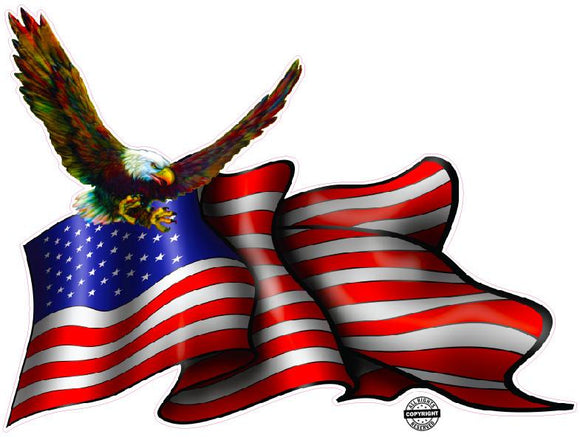 Nostalgia Decals - american eagle and flag wall decal, wall decor vinyl stickers, holiday window stickers, die cut vinyl decals for walls