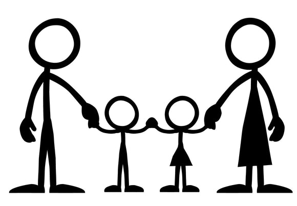 Nostalgia Decals - make your own stick family window stickers, build your own stick family car stickers, stick figure family window decals