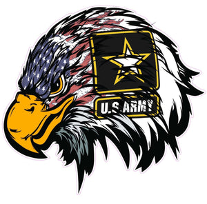 Army American Flag Eagle Head Decal  | Nostalgia Decals Online military window stickers for cars and trucks, army vinyl decals for cars, army vinyl stickers, die cut vinyl army decals