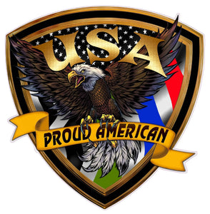 American flag eagle first responders crest green blue red decal