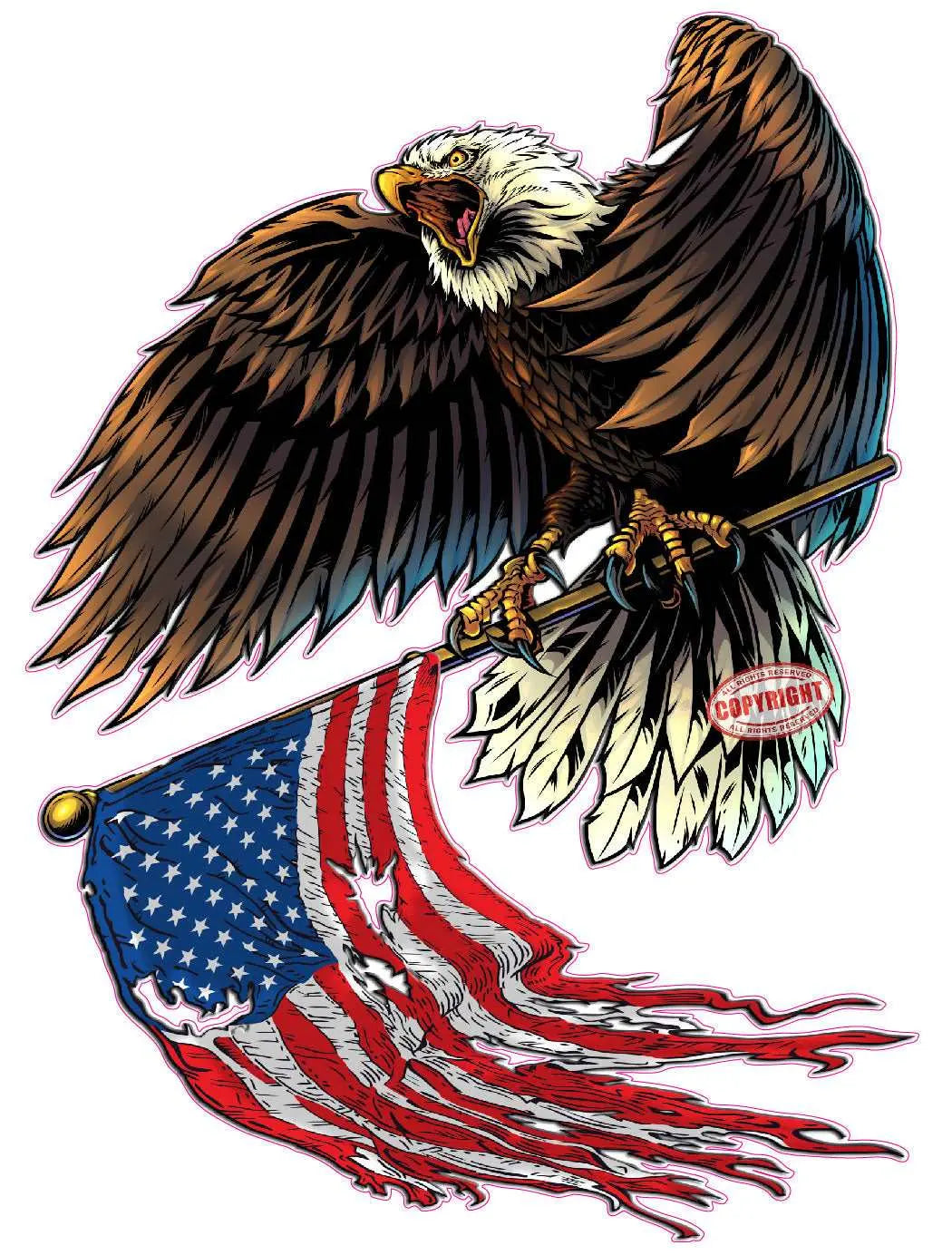 thumbnail image 2 of American Flag Eagle Vinyl Decal Sticker – 3 Sizes – Indoor/Outdoor – #9897 2 of 3