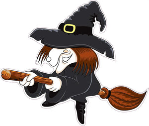 Halloween Witch Version 2 Wall or Window Decor Decal - 12"x10" | Nostalgia Decals Online vinyl sticker wall decor, wall decoration vinyl decals, vinyl holiday wall stickers, vinyl window stickers for the holidays
