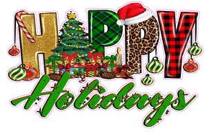 Christmas and Holiday Wall Decor Decal Happy Holidays v2