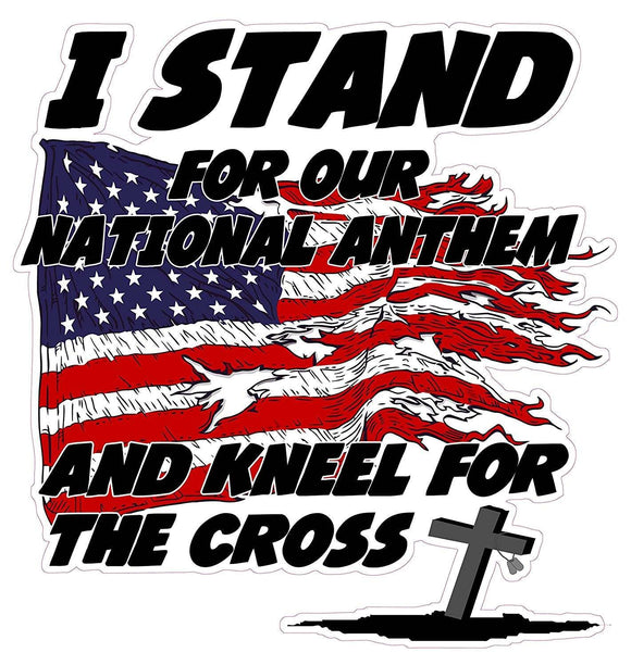 I Stand for the National Anthem and Kneel for the Cross Version 1 Decal | Nostalgia Decals Online truck decal stickers for windows, car window decals and stickers, auto brand stickers, logo decals for cars
