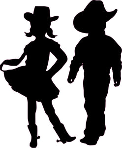 Little Cowgirl and Cowboy Silhouette Black decal