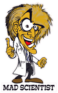 Mad Scientist Decal - | Nostalgia Decals Online retro car decals, old school vinyl stickers for cars, racing graphics for cars, car decals for girls
