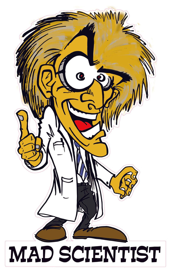 Mad Scientist Decal - | Nostalgia Decals Online retro car decals, old school vinyl stickers for cars, racing graphics for cars, car decals for girls