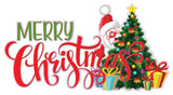 Merry Christmas with Christmas tree and Santa wall decor decal