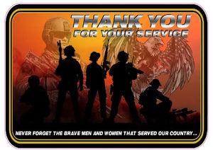 Military silhouette thank you for serving decal