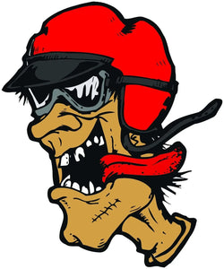 cartoon dude motorcycle helmet retro Racing Guy Decal
