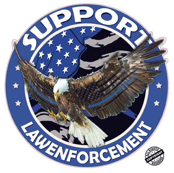 Support Thin Blue Line Law Enforcement American Flag Eagle