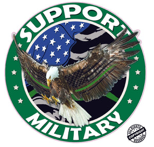 Support our Thin Green Line Military American Flag Eagle Decal