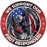 Thin Red Line First Responders American Flag Eagle Decal