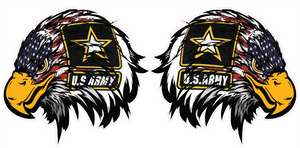 Army American Flag Eagle Head Pair Decal  | Nostalgia Decals Online military window stickers for cars and trucks, army vinyl decals for cars, army vinyl stickers, die cut vinyl ARMY decals