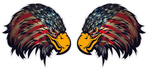 Weathered American Flag Eagle Head Version 2 Pair 4" Decal- | Nostalgia Decals Online window stickers for cars and trucks, die cut vinyl decals, vinyl graphics for car windows, vinyl wall decor stickers