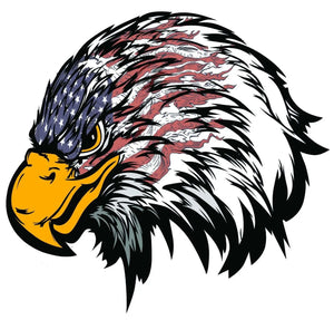 Weathered American Flag Eagle Head Decal- 5" x 4" | Nostalgia Decals Online decal stickers for your car, patriotic vinyl graphics, american flag window stickers, eagle decals