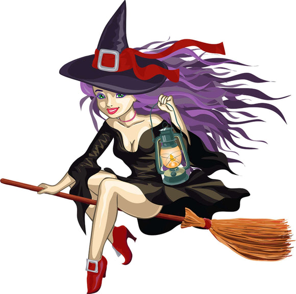 Halloween Witch with Lantern Wall Decor Decal 
