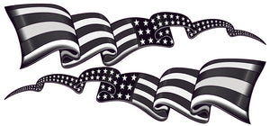 Waving American Flag Stripes black & white Pairs