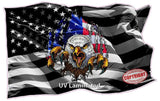 American flag black and White with colored Eagle ripping through decal