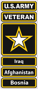 U.S. Army Veteran Iraq Afghanistan Bosnia Decal - 5" x 2.5" | Nostalgia Decals Online military window stickers for cars and trucks, army vinyl decals for cars, marine corps vinyl stickers, die cut vinyl navy decals