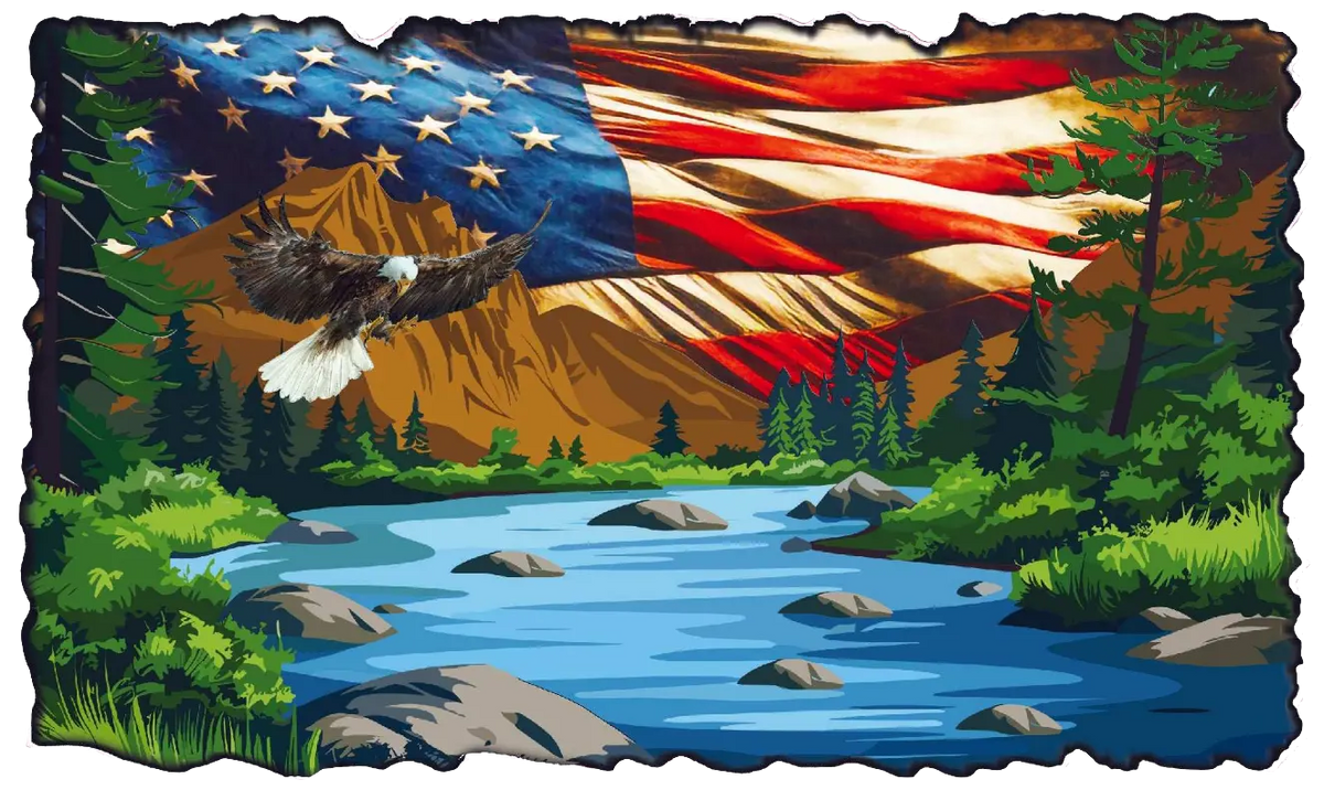 RV Camper Decal with Mountain Lake and Soaring Eagle – Nostalgia Decals ...