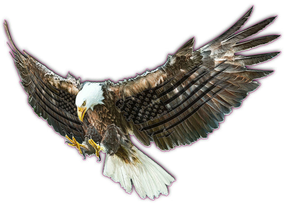 Bald Eagle Black American flag Decal