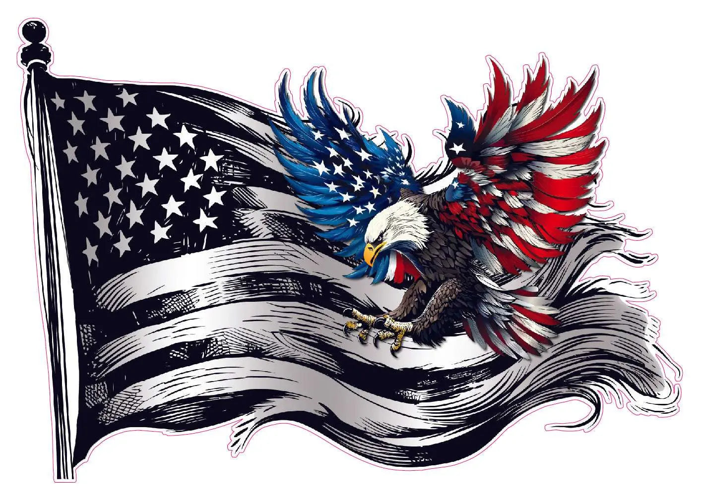 Adesivo Per Auto JDM - Bald Eagle Americano - INDIGOS UG - Nero, 190x66 Mm - Vinile Sagomato Resistente UV