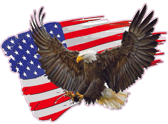 Brushed American Flag Soaring Eagle Decal