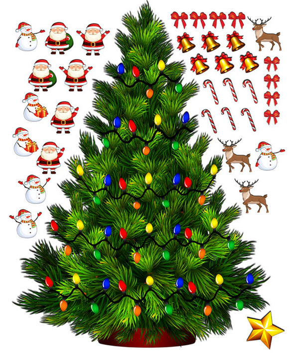 build a Christmas tree Santa and snowman WALL DECAL STICKER