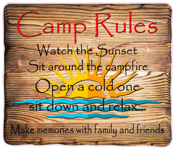 Camping Rules sign decal