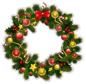 Christmas Wreath Version 2 Wall Decor Decal - 24" x 24" | Nostalgia Decals Online vinyl sticker wall decor, wall decoration vinyl decals, vinyl holiday wall stickers, vinyl window stickers for the holidays