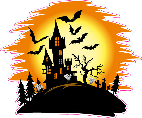 Halloween Haunted House with ghosts, Bats moon Wall Decor Decal