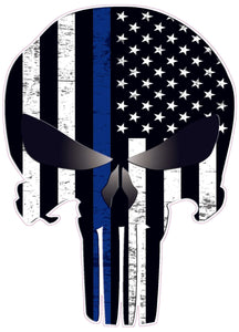 Punisher Subdued American Flag Thin Blue Line Decal