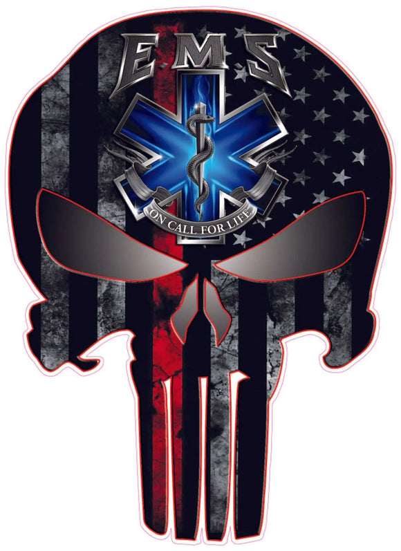 Skull EMS with American Flag Decal